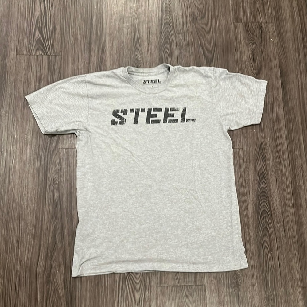Steel Supplements Gray Logo T-Shirt Large